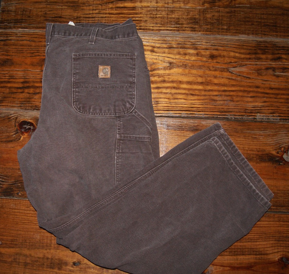 Vintage Carhartt Pants Brown Canvas Carpenter Dungaree Fit B11 DKB Y2K 46x32